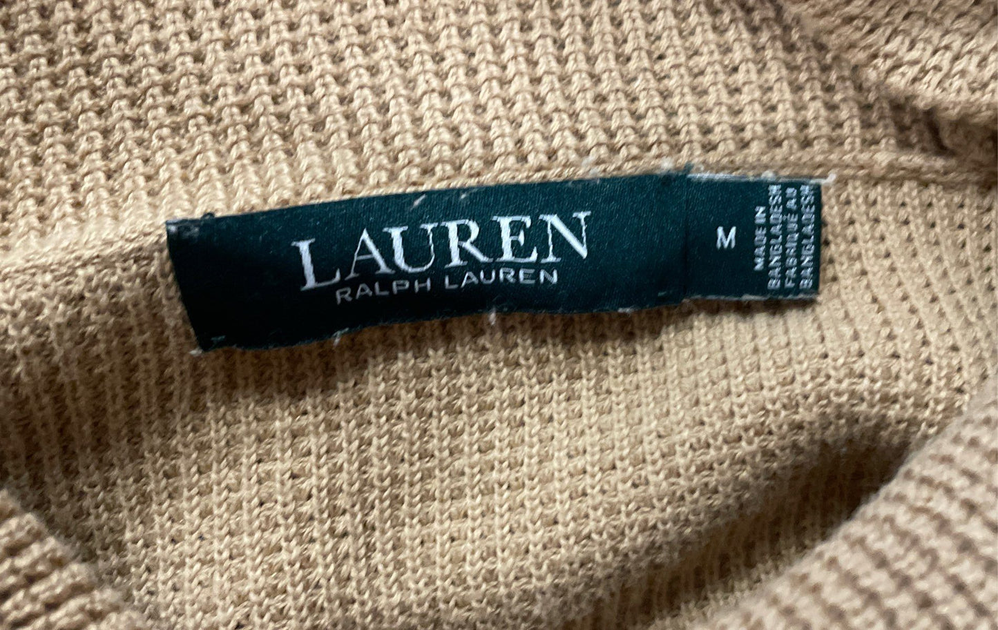 Lauren Ralph Lauren Women's Brown Cowl Neck Drawstring Cotton Sweater Sz M
