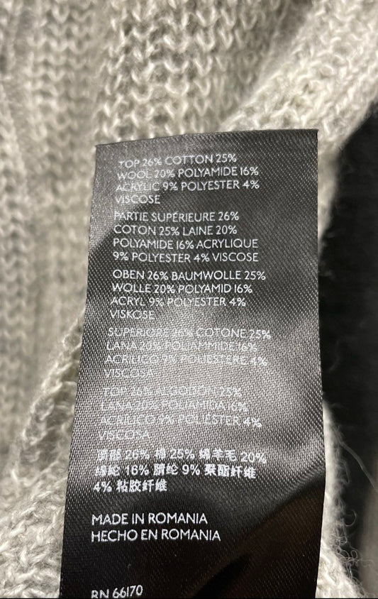 Anthropologie Women's Gray Open Knit Wool Blend Leaf Motif Sweater Sz S