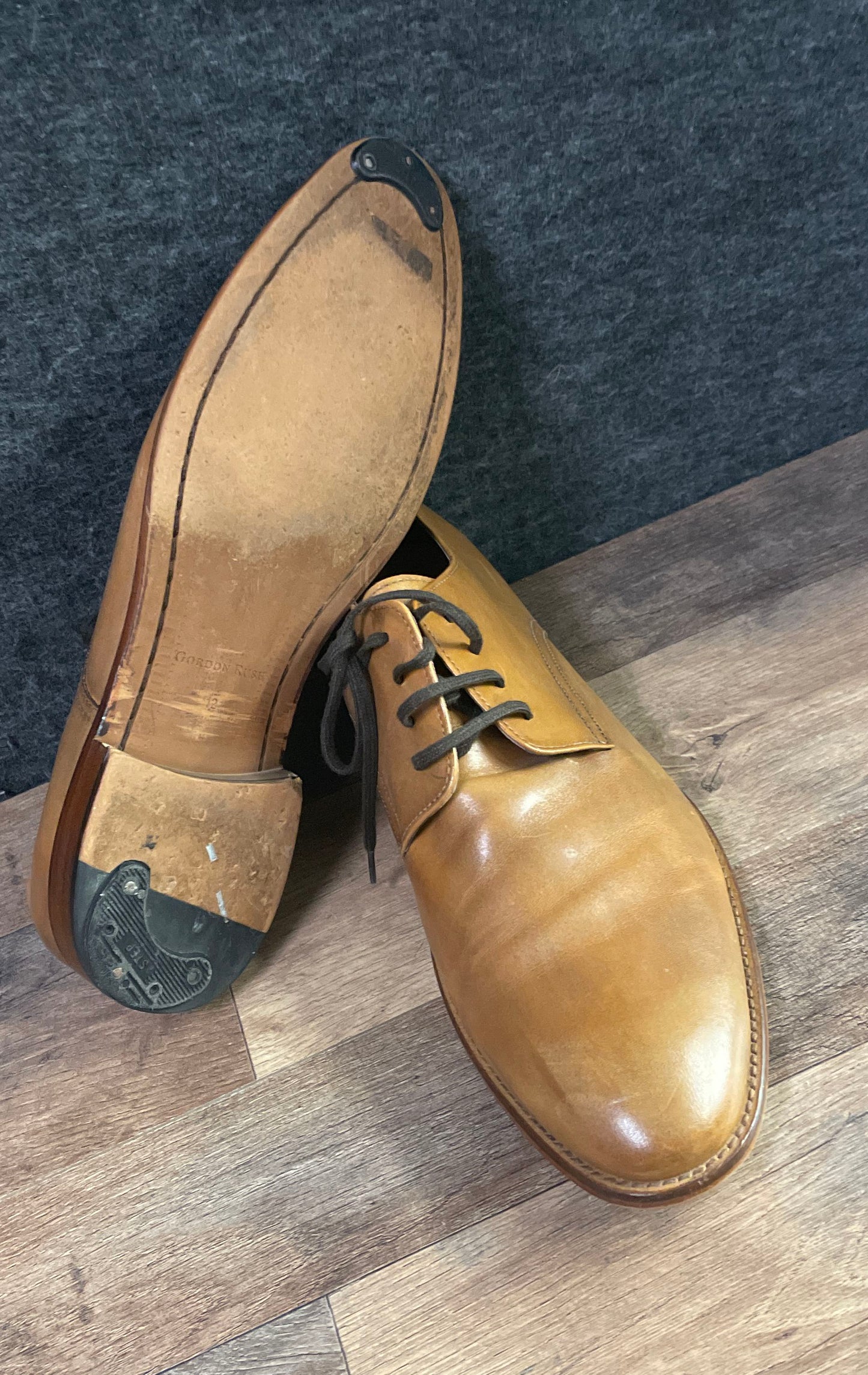 Gordon Rush Tan Leather Men's Plain Toe Derby Dress Shoes Size 12