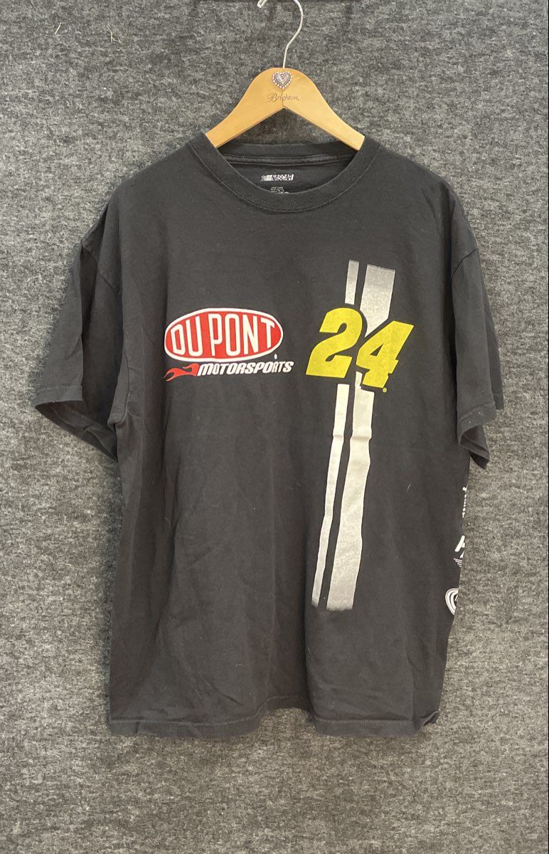 NASCAR T-Shirt Lot 2 Shirts Jeff Gordon 24 DuPont Sammy Smith 18 Joe Gibbs