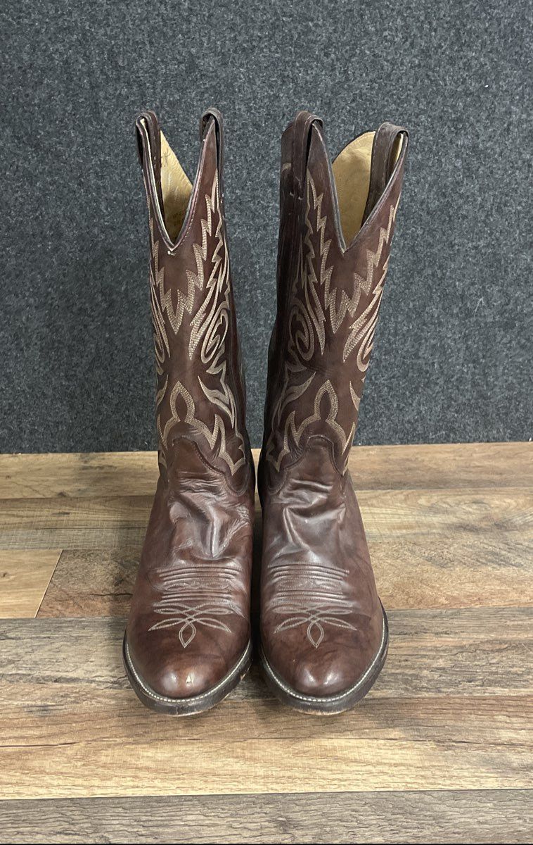 Justin 1564 Brown Leather Western Cowboy Boots Men's Size 10.5 D