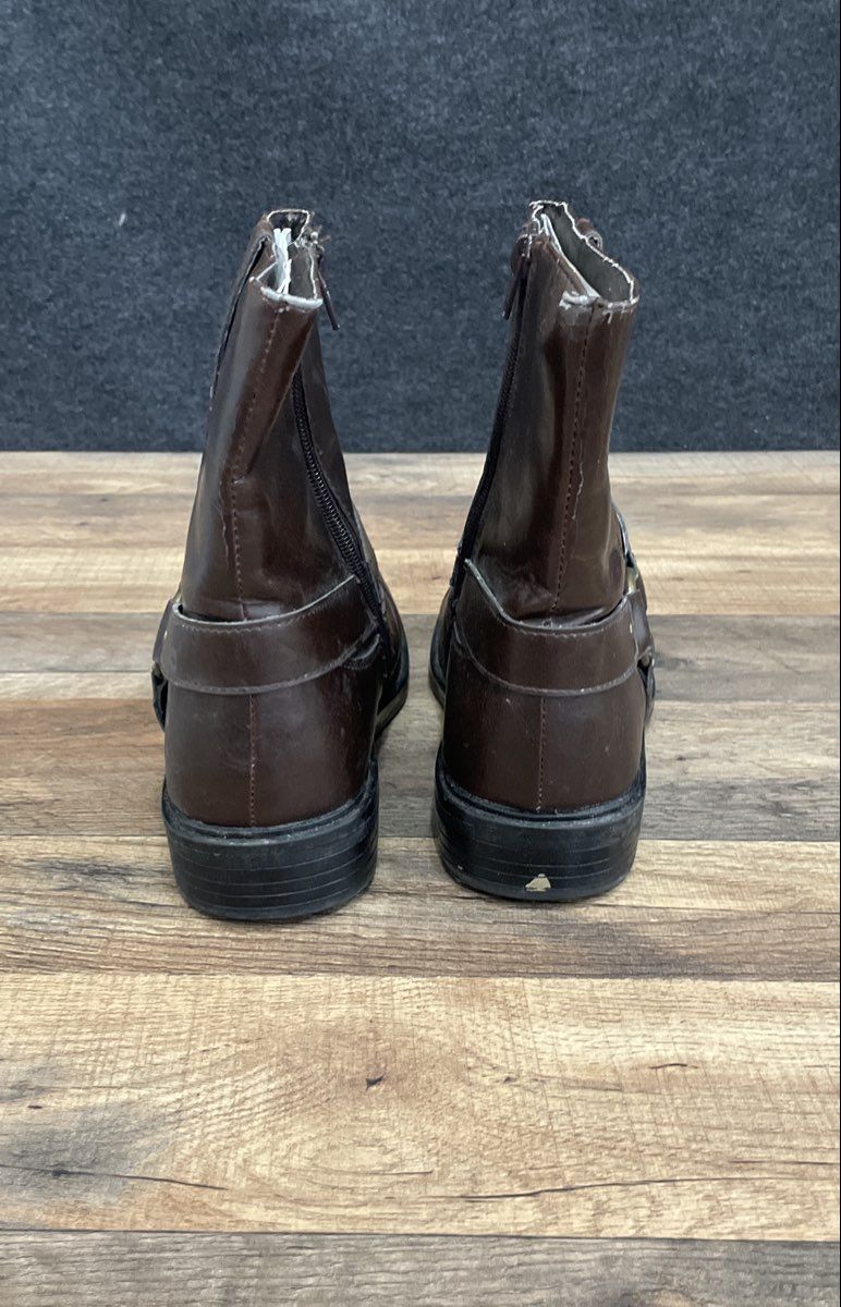 Sonoma Abram Brown Boys Side Zip Harness Biker Boots Size 6 Medium