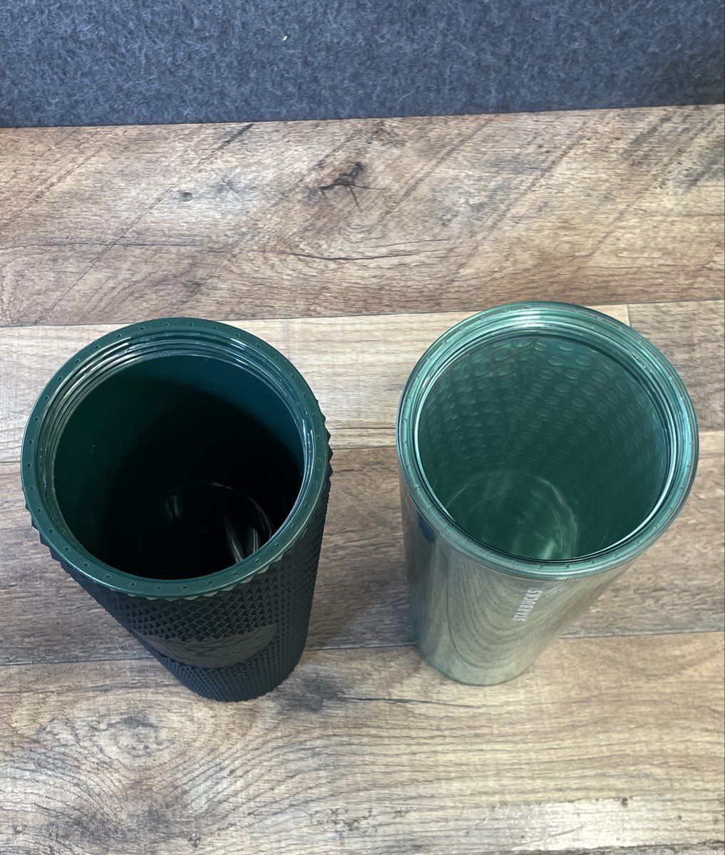 Starbucks Green Studded & Iridescent Tumbler Cold Cup 2 Piece Lot 24oz