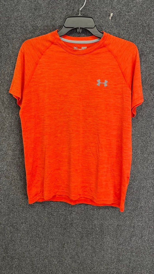 Under Armour Men's Tech Short Sleeve Shirt Orange Heather Gym Workout Loose Sz S
