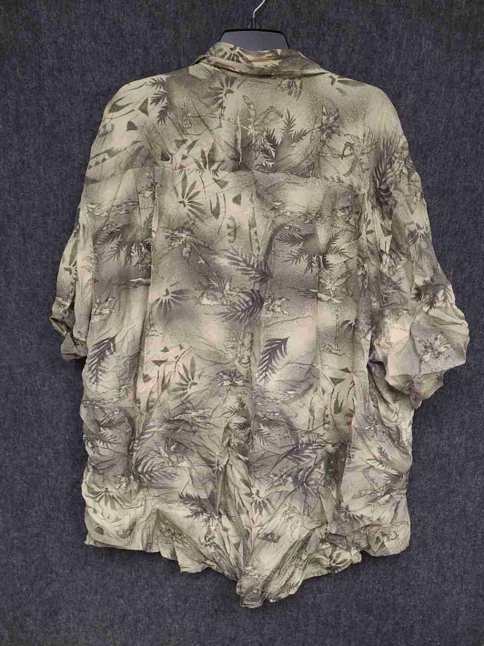 Roundtree & Yorke Men's Sage Green Tropical Palm 100% Silk Shirt Sz 3XLT