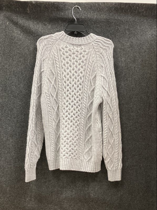 St. John's Bay Women's Gray Mixed Cable Knit Crewneck Pullover Sweater Size M