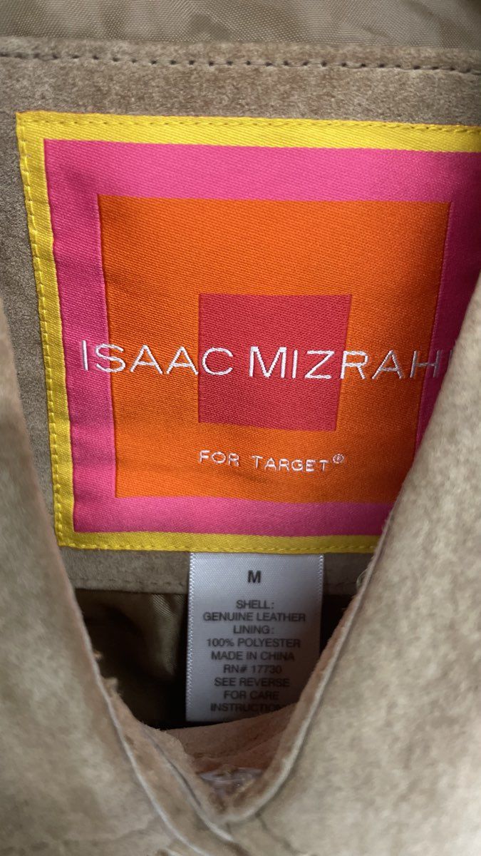 Isaac Mizrahi for Target Women's Tan Suede Leather Button Front Jacket Sz M