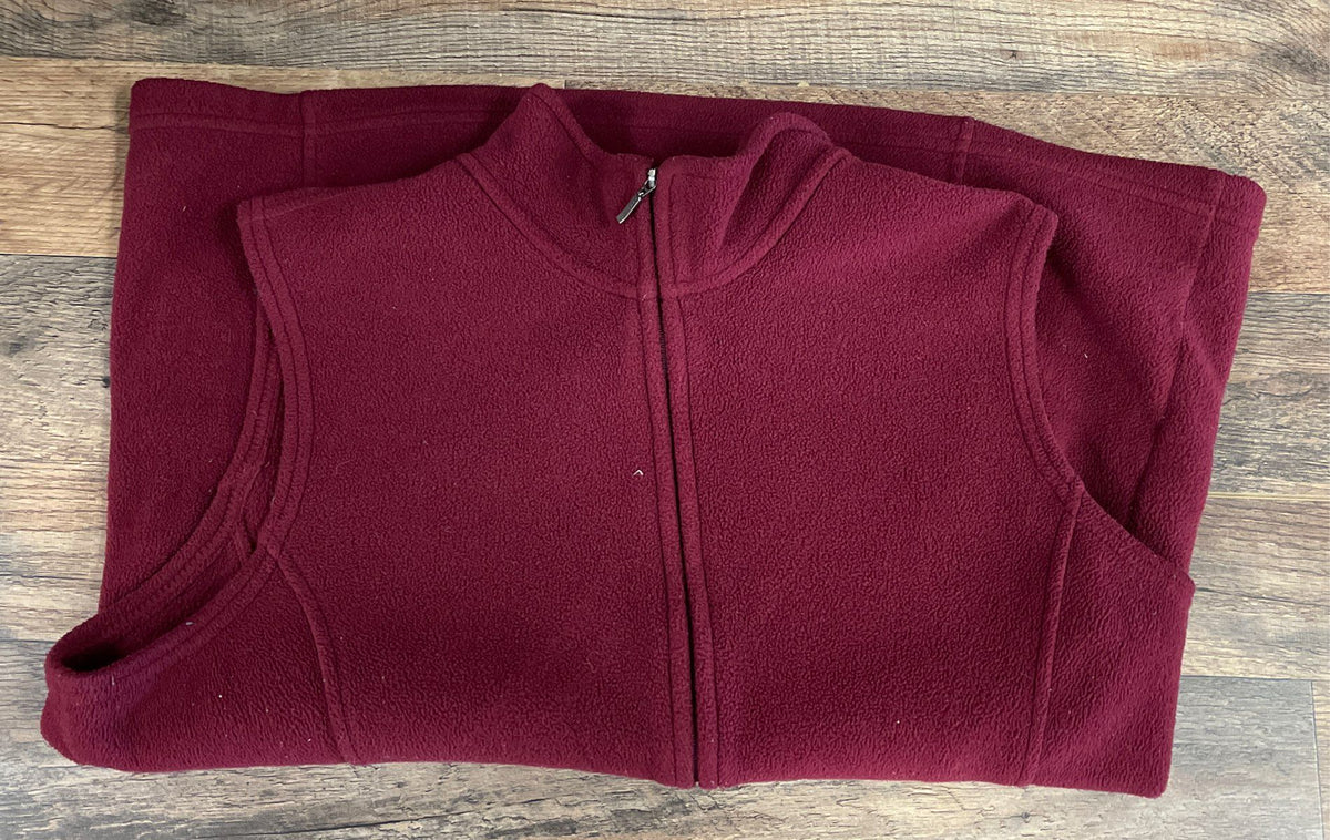 L.L. Bean Women's Burgundy Fleece Full Zip Mock Neck Vest Sz L