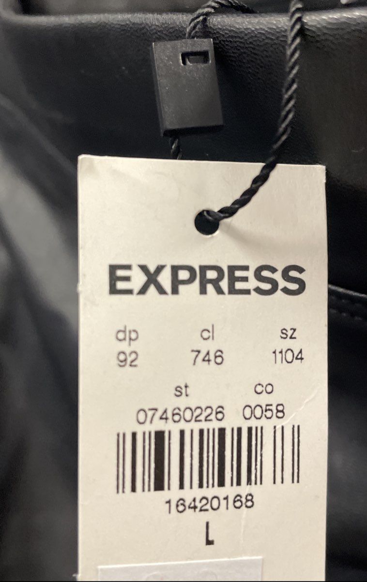 Express Women's Black Faux Leather High Rise Stretch Leggings Pants Size L NWT