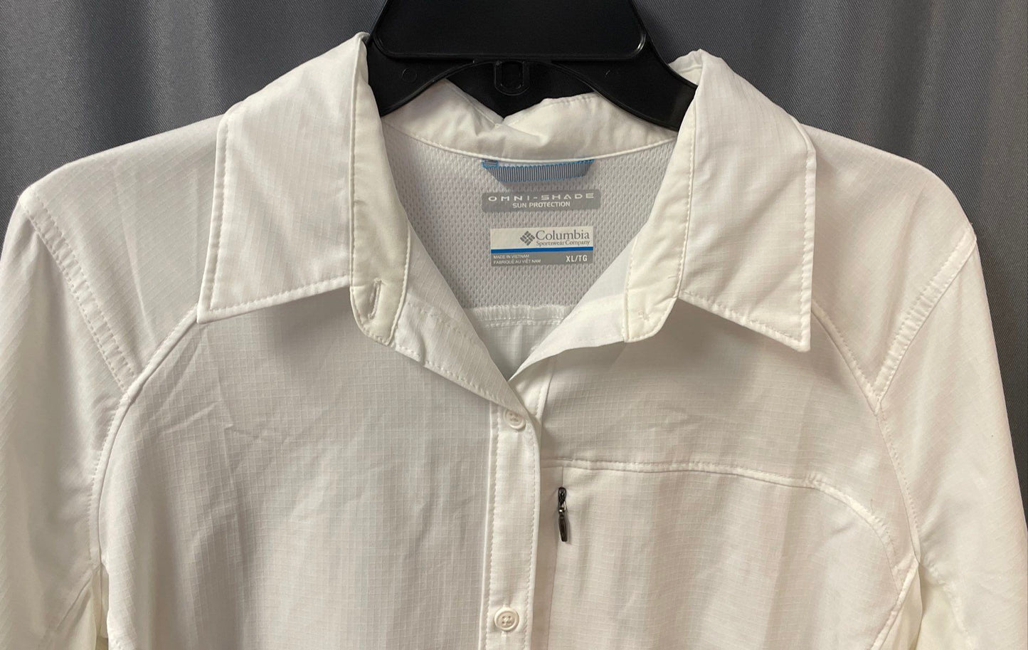 Columbia Women's White Omni-Shade Long Sleeve Button Up Hiking Shirt Sz XL