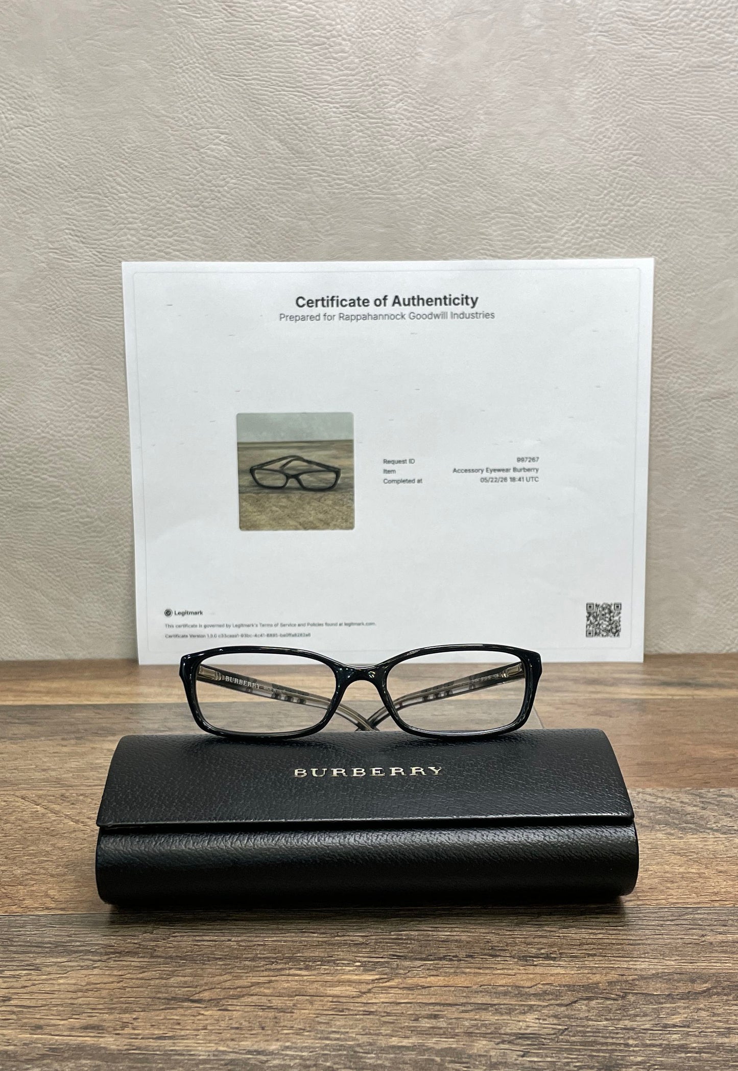 Burberry Black Check B 3164 Eyeglasses Frames Made in Italy Sz 51-16-135 COA