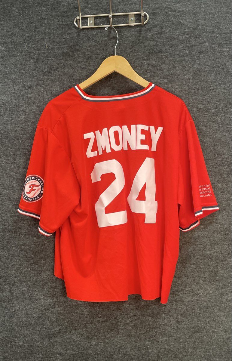 Success Brands Fredericksburg Nationals FredNats Jersey Red ZMONEY 24 Men's XL