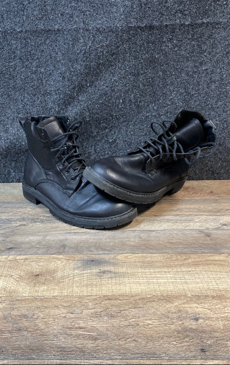 Portland Boot Company Black Synthetic Leather Lace-Up Combat Boots Size 8