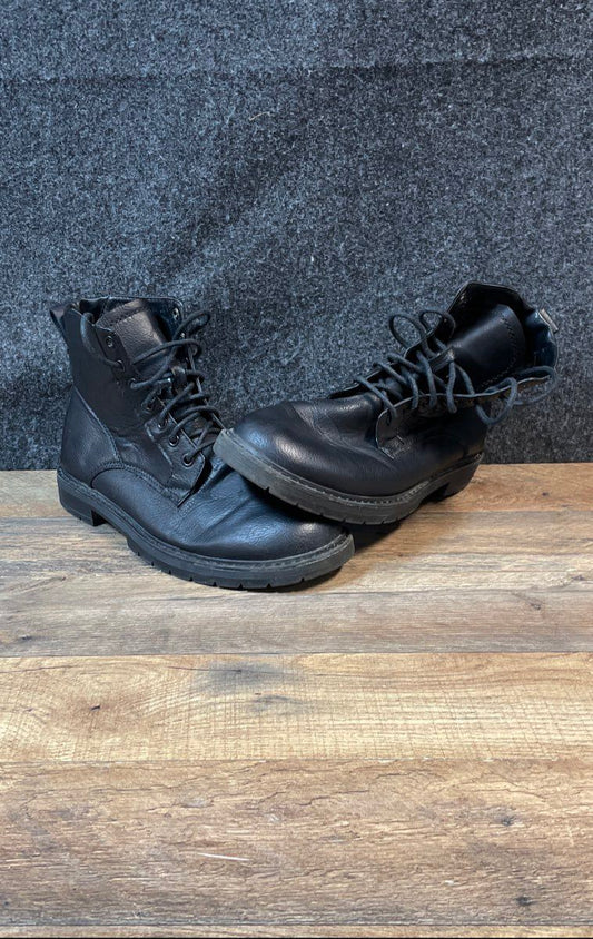 Portland Boot Company Black Synthetic Leather Lace-Up Combat Boots Size 8