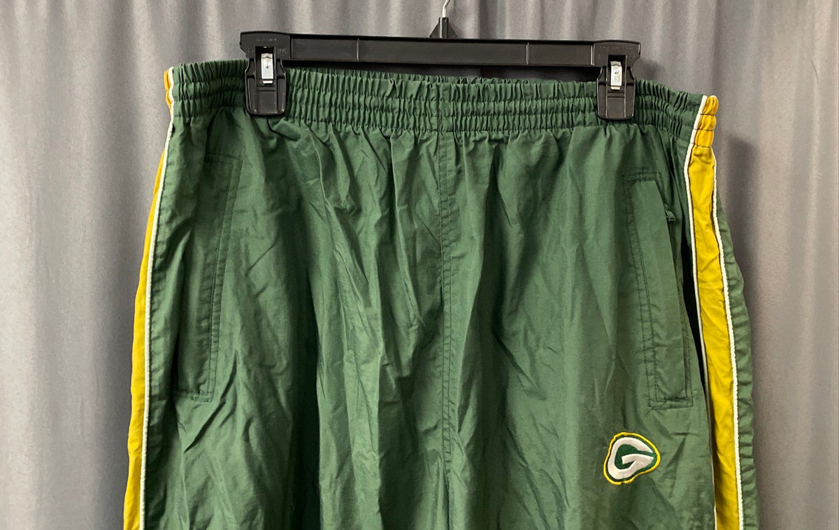 Vintage Y2K VF Imagewear Green Bay Packers Track Pants Green Gold Nylon Sz L