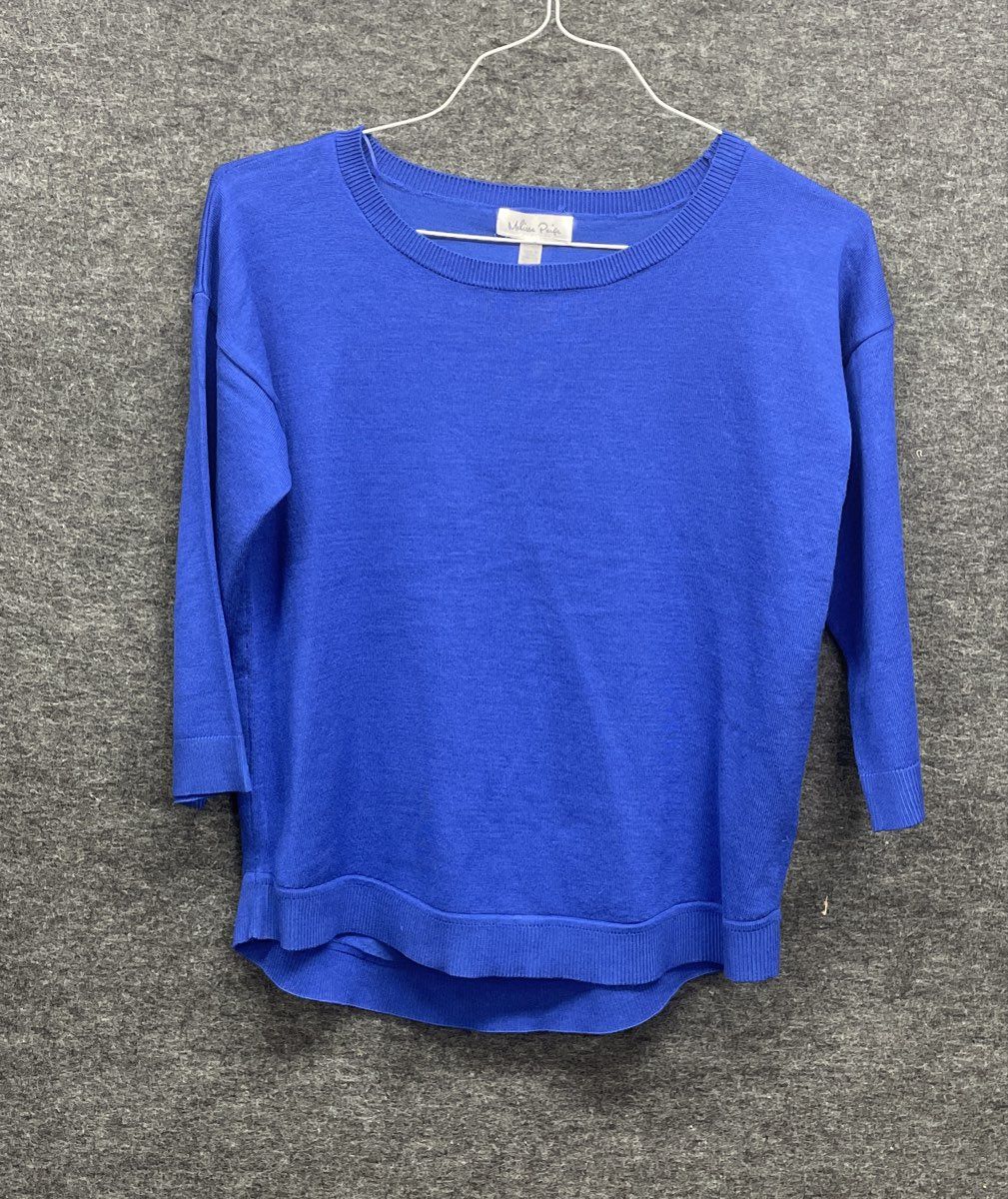 Melissa Paige Women's Cobalt Blue Button Back 3/4 Sleeve Sweater Sz M NWT