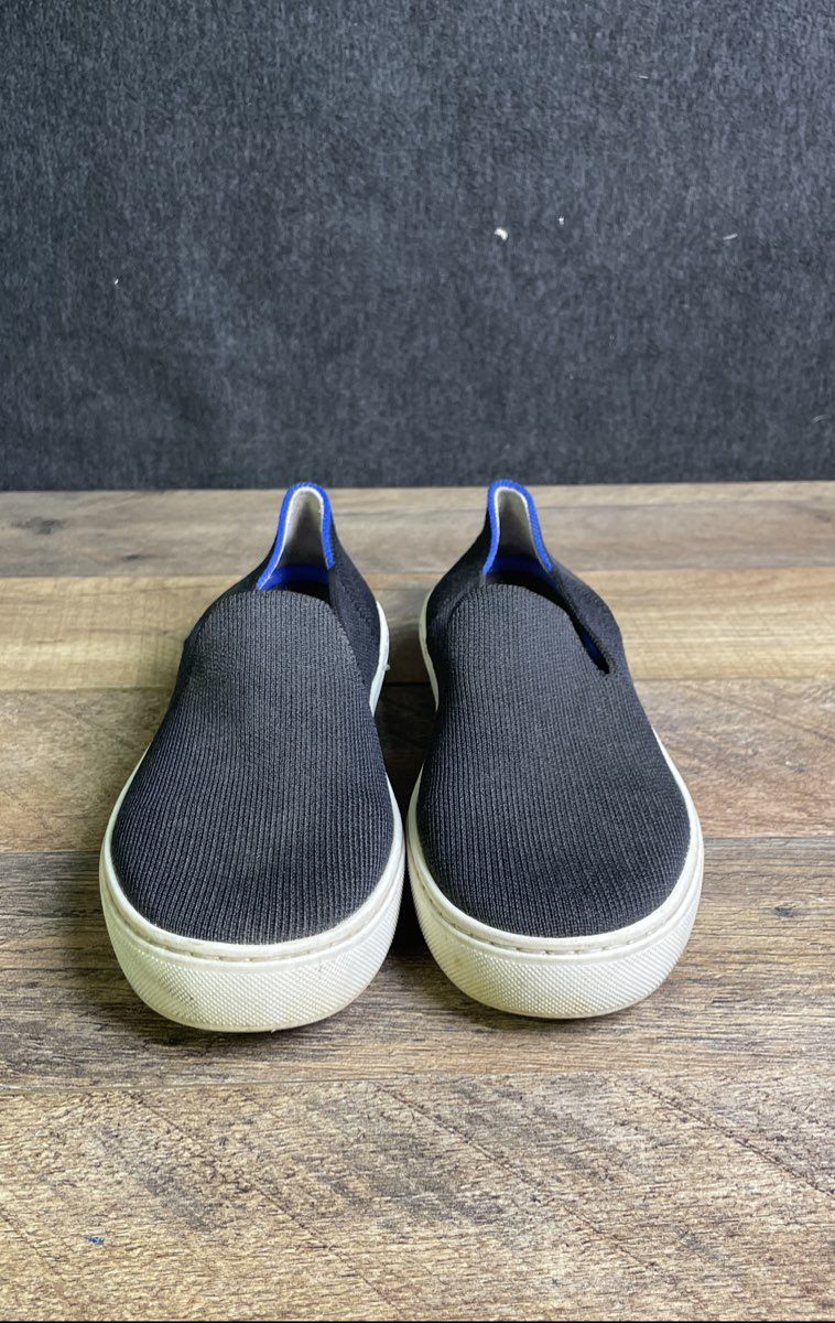 Rothy's The Sneaker Black White Blue Stripe Slip On Women's Shoes Size 5