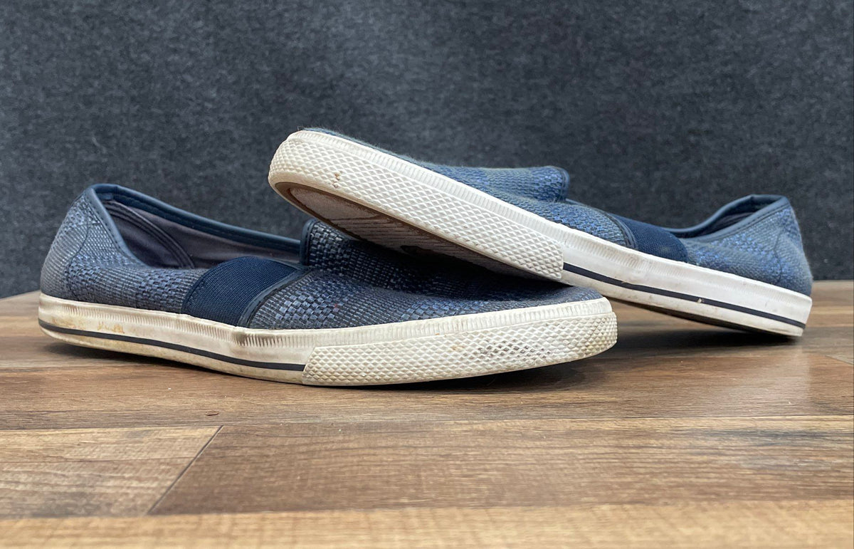 Lauren Ralph Lauren Jinnie Blue Woven Slip-On Sneakers Size 10