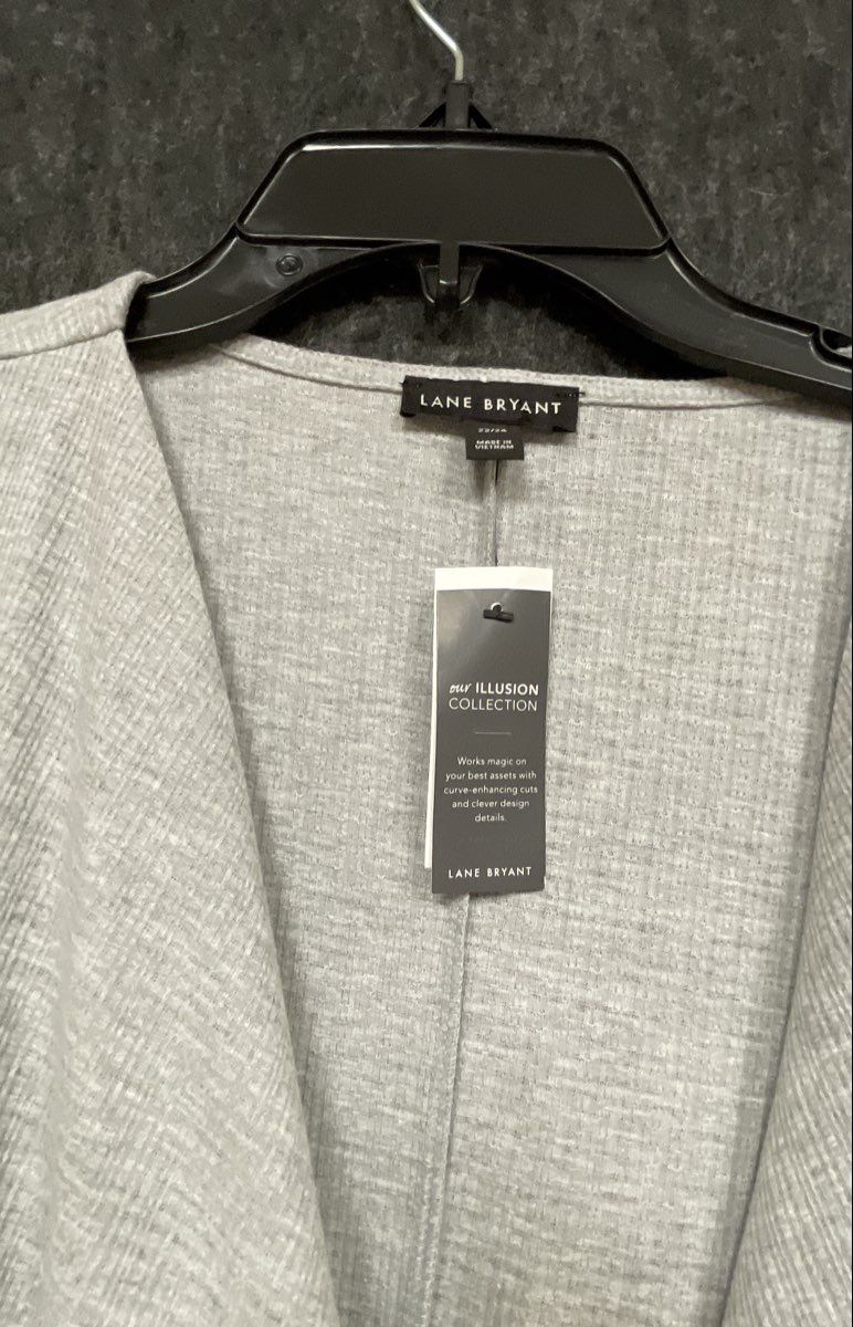 Lane Bryant Women's Gray Ribbed Wrap Top Illusion Collection Sz 22/24 NWT