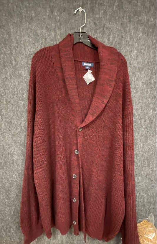 KingSize Men's Burgundy Marl Shawl Collar Cardigan Sweater Sz 3XL Tall