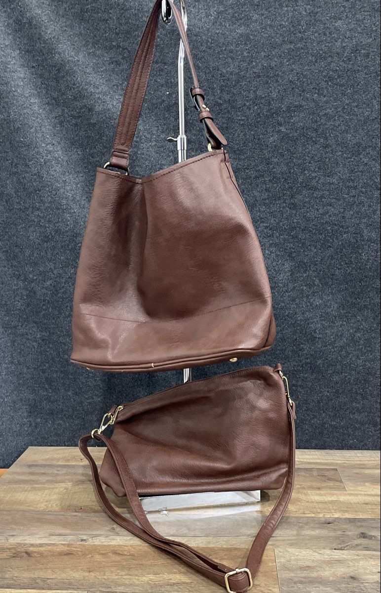 Unbranded Maroon Leather Tote Shoulder Bag and Crossbody Bag Lot of 2