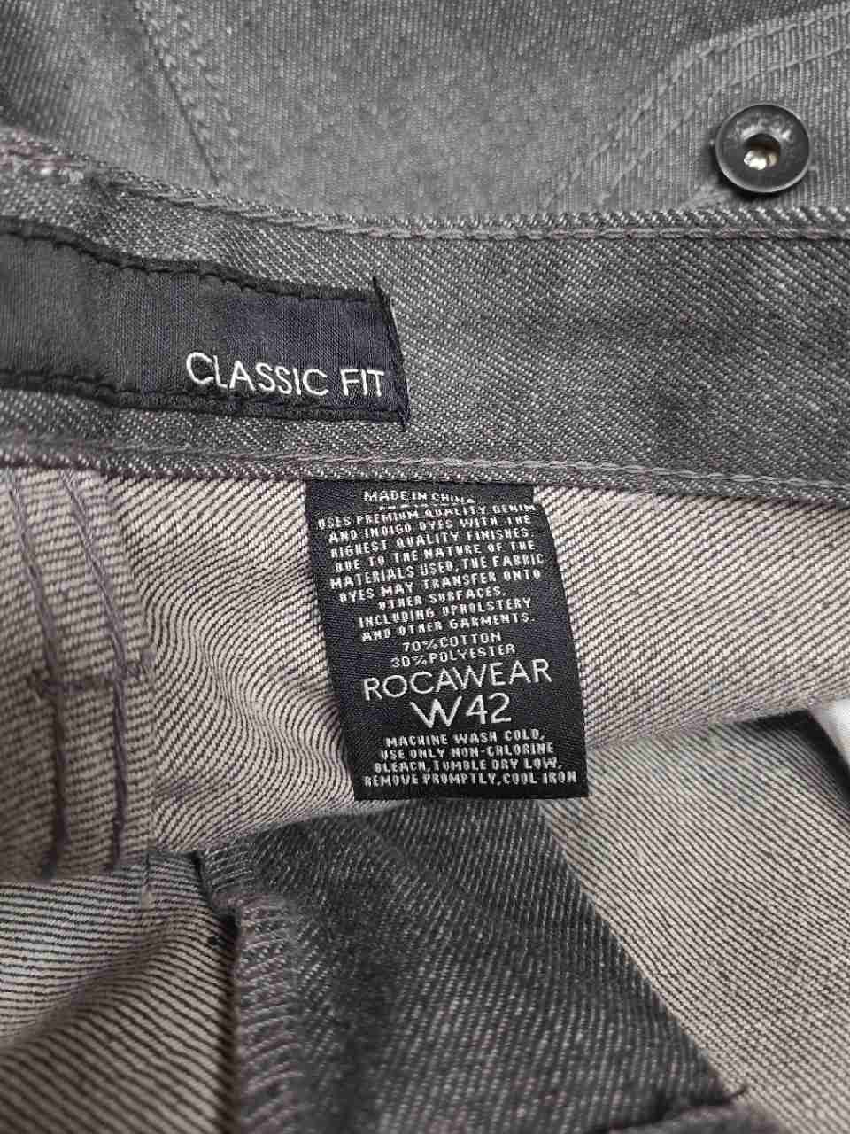 Rocawear Men's Gray Classic Fit 5-Pocket Jeans Flap Back Pockets Size 42