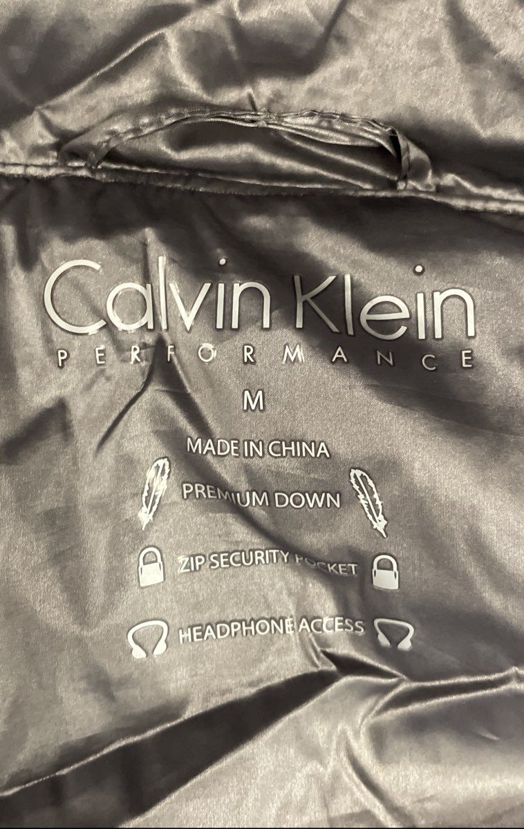 Calvin Klein Performance Women's Silver Metallic Down Puffer Vest Moto Zip Sz M