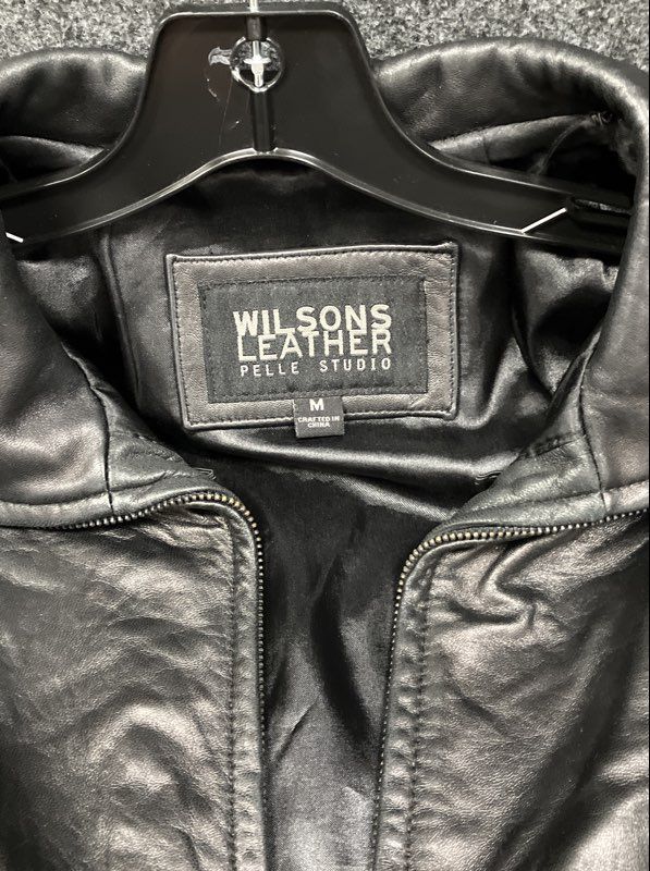 Wilsons Leather Pelle Studio Women's Black Leather Full Zip Jacket Sz M