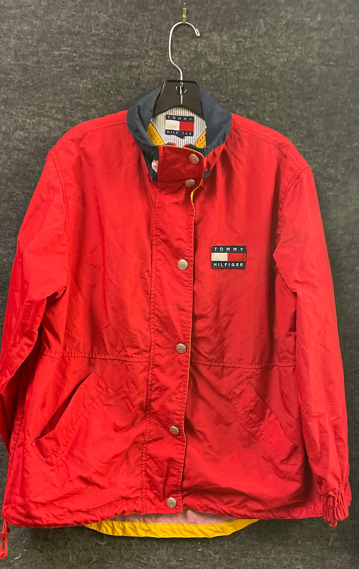 Vintage 90s Tommy Hilfiger Men's Red Big Logo Sail Windbreaker Jacket Sz M