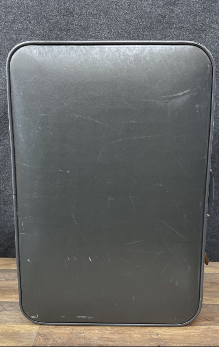Vintage Grey Hardshell Suitcase Large Travel Luggage Brass Hardware