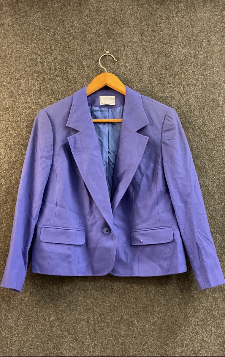 Vintage 80s Pendleton Women's Periwinkle Wool Blazer Jacket No Size Tag