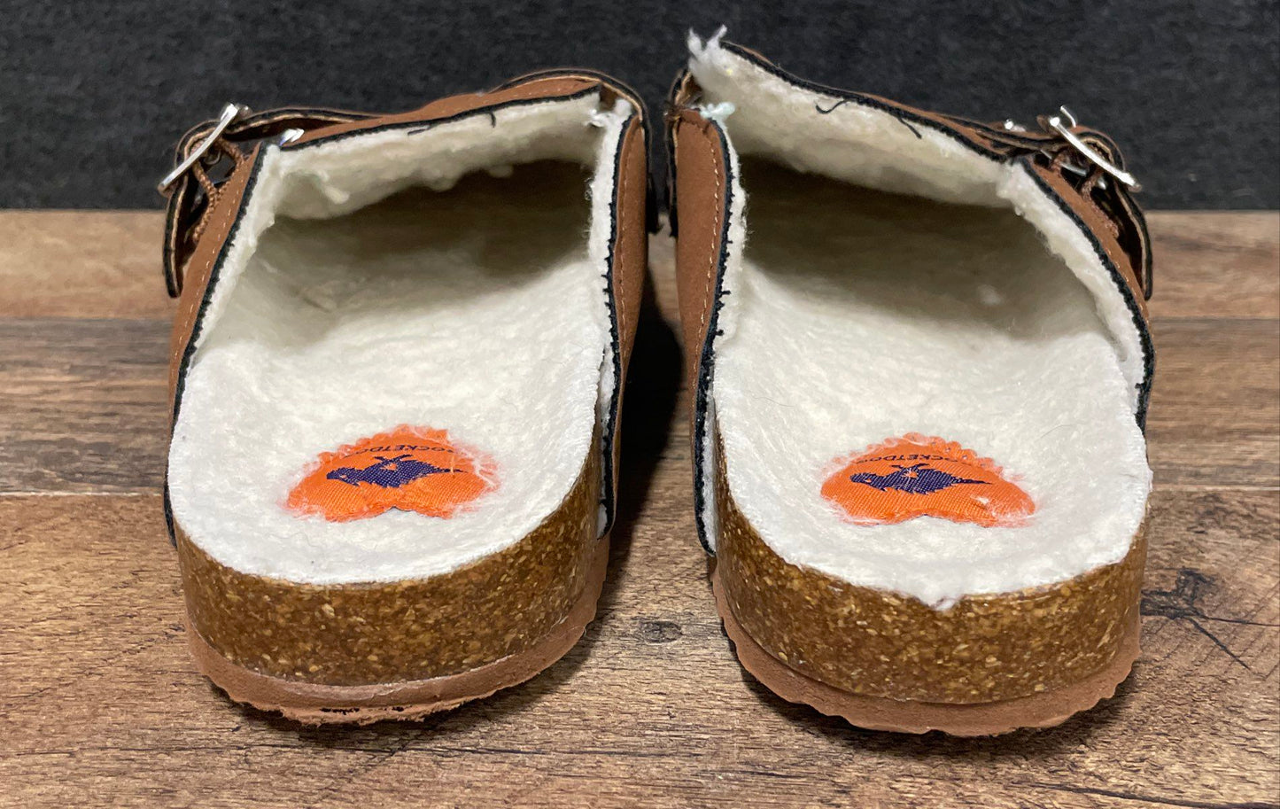 Rocket Dog Brown Faux Suede Shearling Lined Double Buckle Clogs Women's Size 10