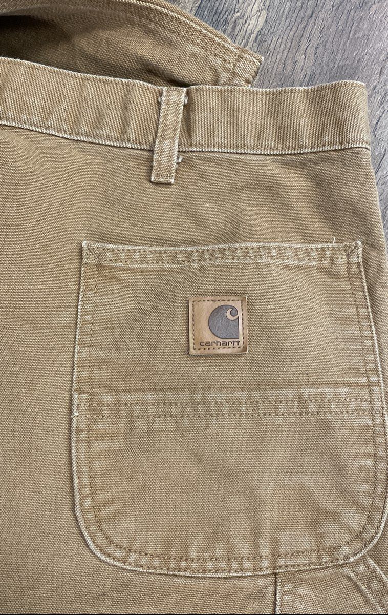 Carhartt Men's Brown Washed Duck Work Dungaree Carpenter Pants Heavyweight