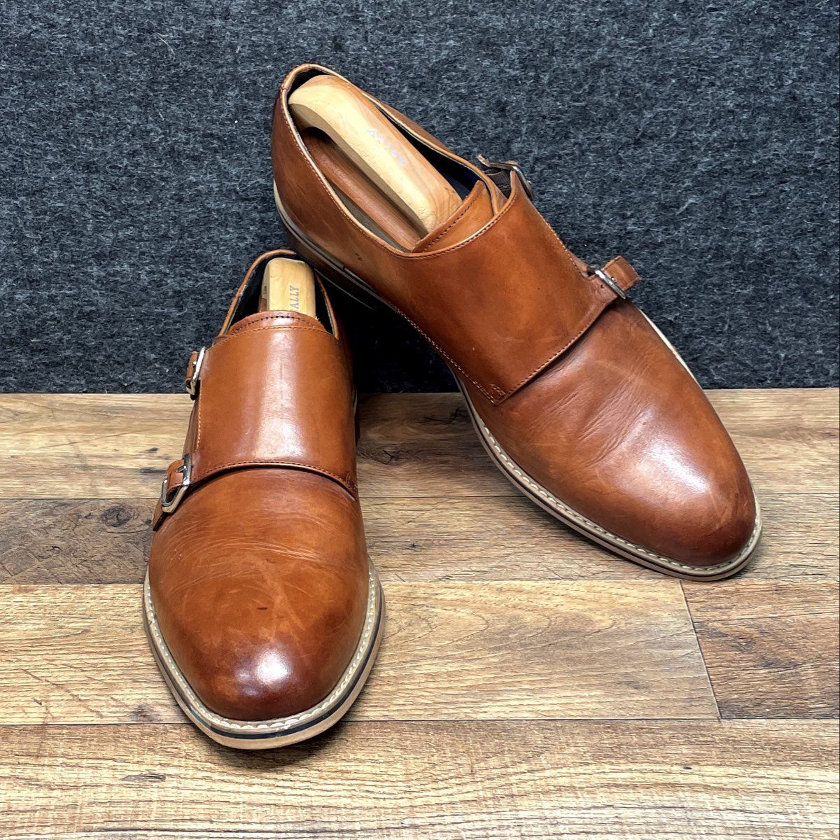 Crevo Milton Cognac Leather Double Monk Strap Dress Shoes Men's Size 13