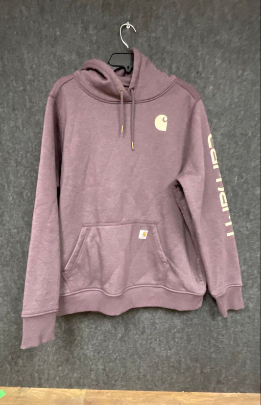 Carhartt Girls Youth Relaxed Fit Purple Heather Logo Sleeve Pullover Hoodie XL
