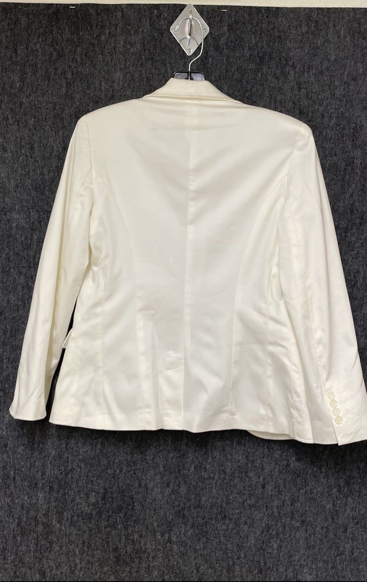 Worthington Women's White Stretch Cotton Blend Two Button Blazer Jacket Sz 6