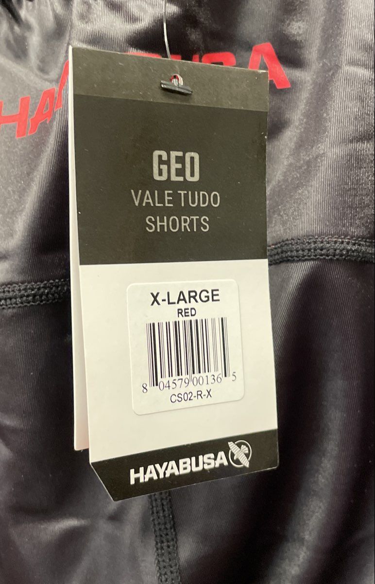 Hayabusa Men's Geo Vale Tudo Shorts Black Red Compression MMA Grappling XL NWT