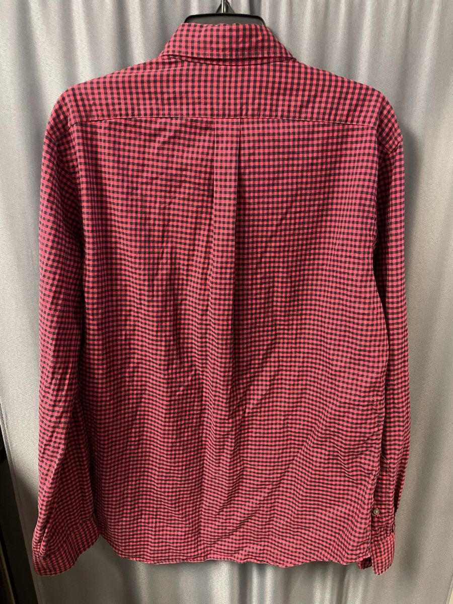 Ralph Lauren Men's Red Black Checkered Gingham Slim Fit Long Sleeve Shirt Sz L