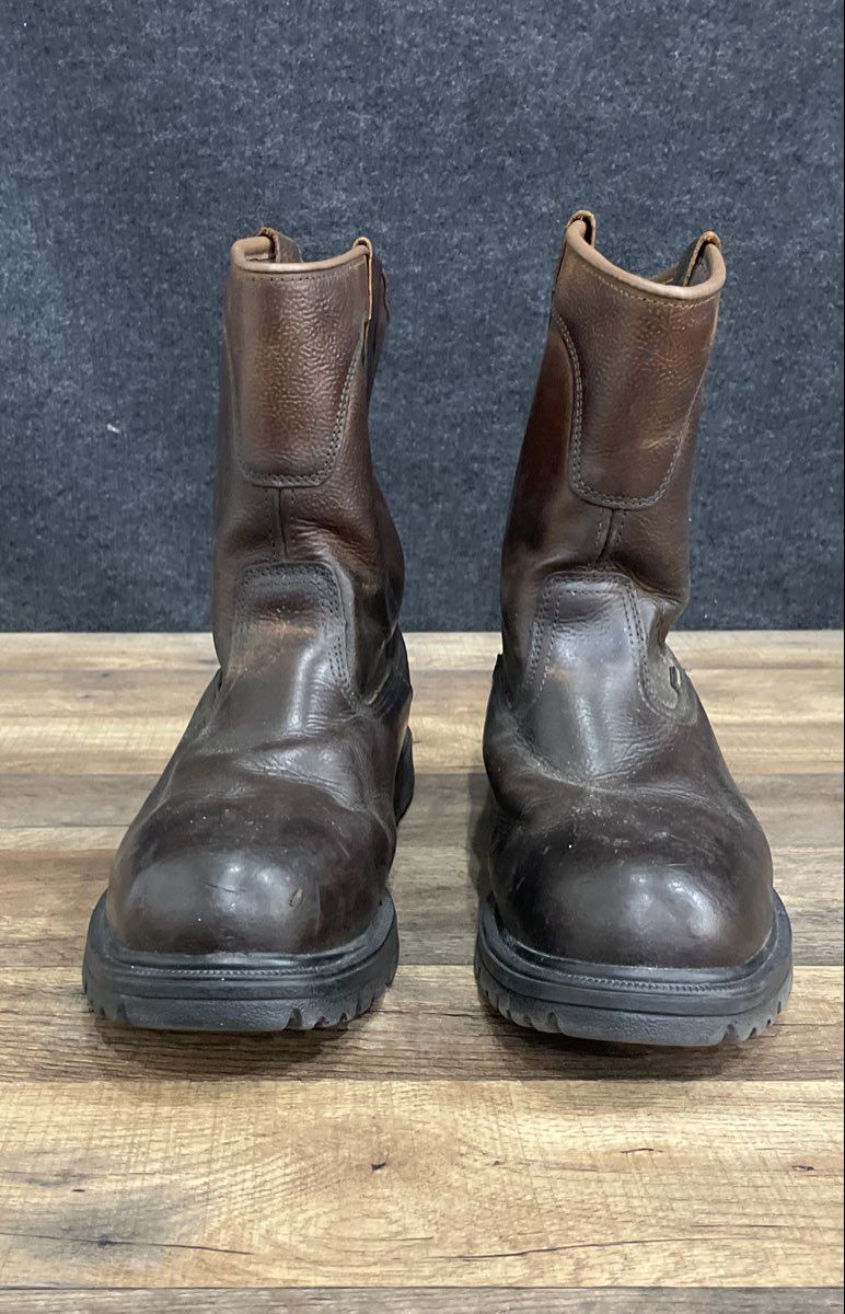 Herman Survivors Brown Leather Pull-On Wellington Work Boots Men's Size 12