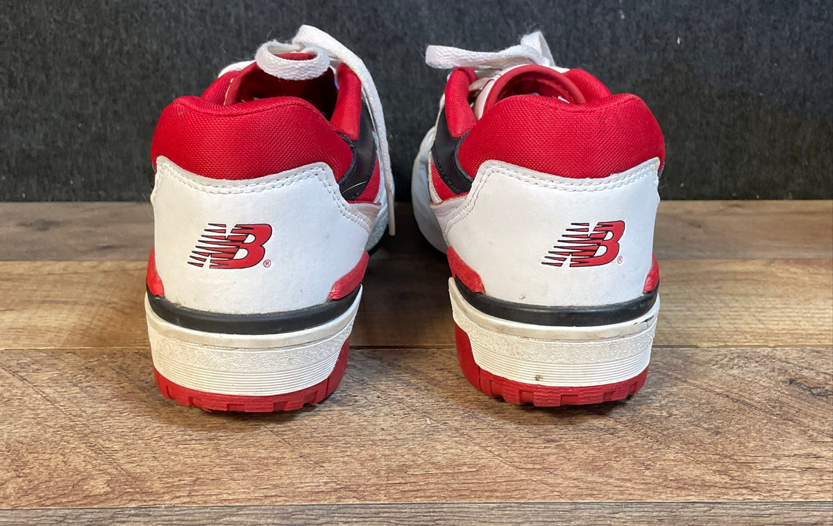 New Balance 550 White Red Black Leather Basketball Sneakers Size 7.5
