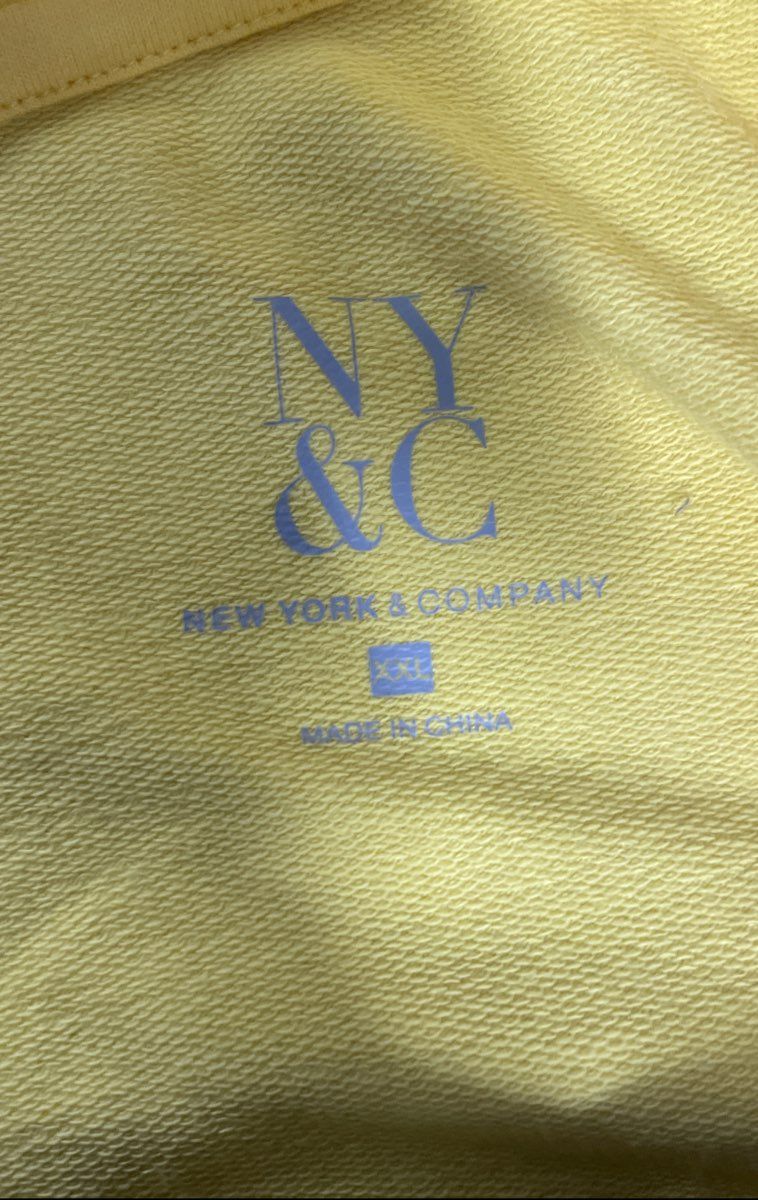 New York & Company Women's Yellow & Grey Colorblock Long Sleeve Top Sz XXL NWT