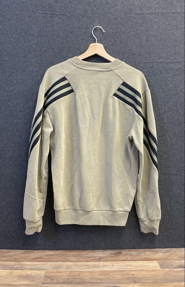 Adidas Men's Olive Green Primegreen 3-Stripe Crewneck Pullover Sweatshirt Sz M