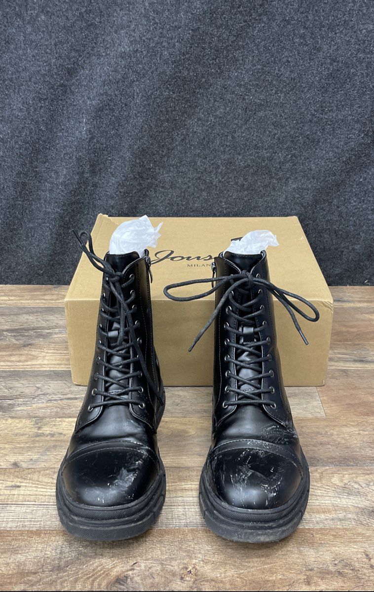 Jousen AMY8148A Black Lace Up Cap Toe Men's Fashion Combat Boots Size 10.5