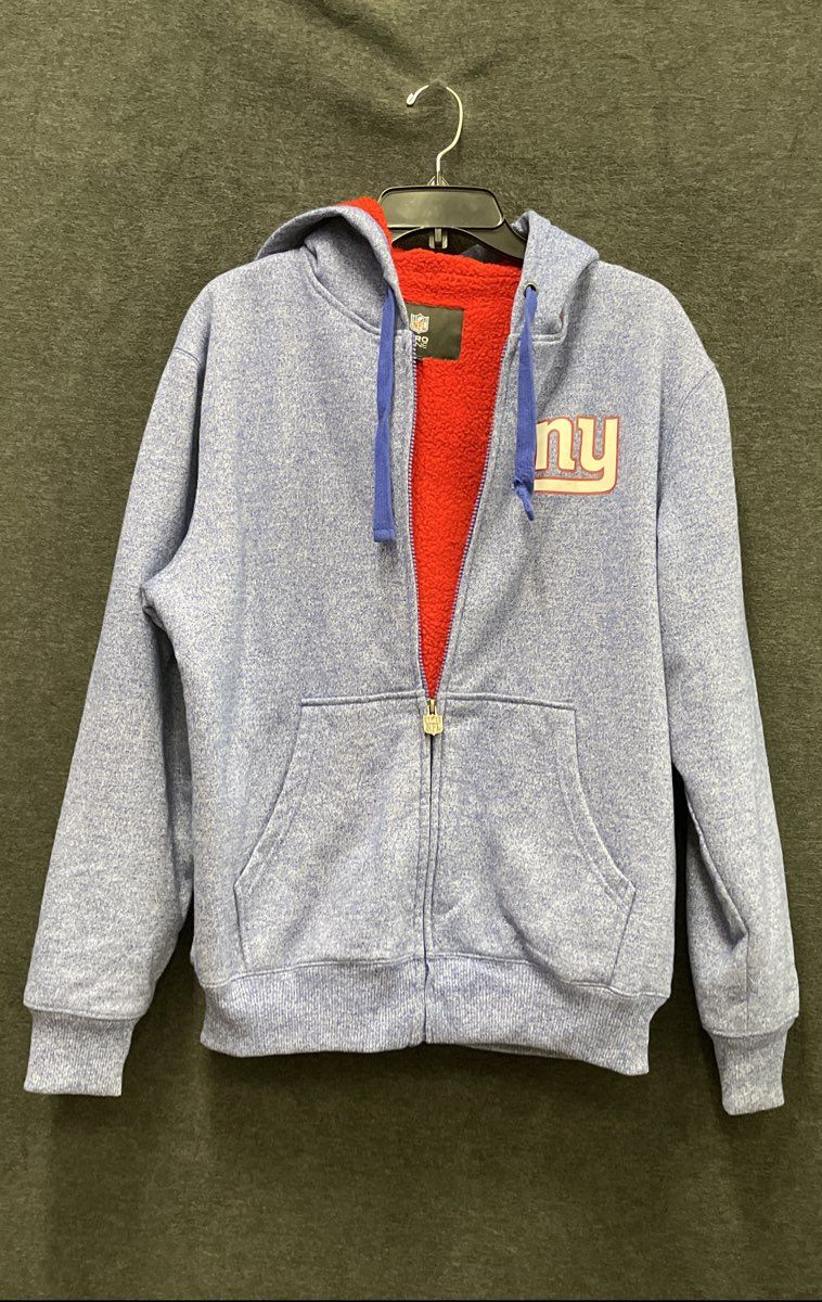 NFL Pro Line Men's New York Giants Full Zip Hoodie Sherpa Lined Blue Marl Sz S