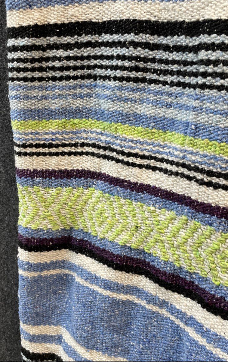 Earth Ragz Mexican Falsa Woven Blanket Striped Blue Green Yoga Beach Throw