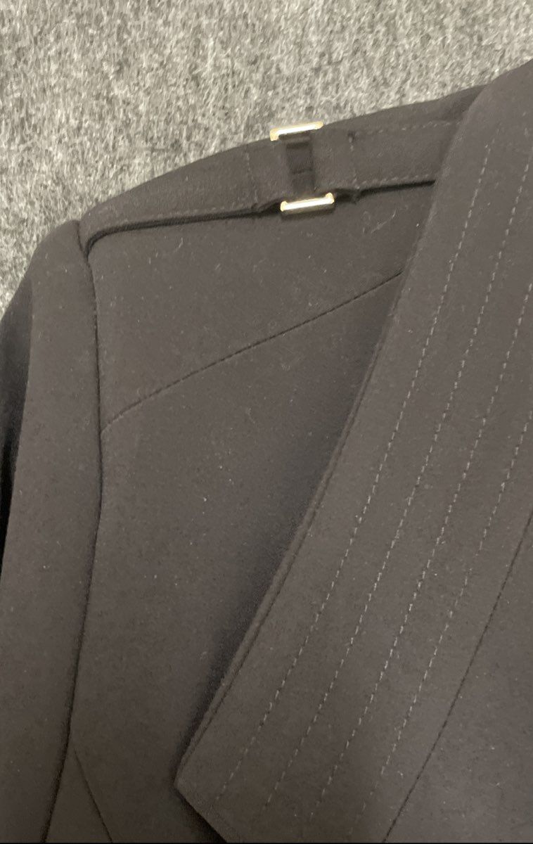 Carmen Marc Valvo Women's Black Open Front Blazer Gold Zipper Epaulettes Sz 6