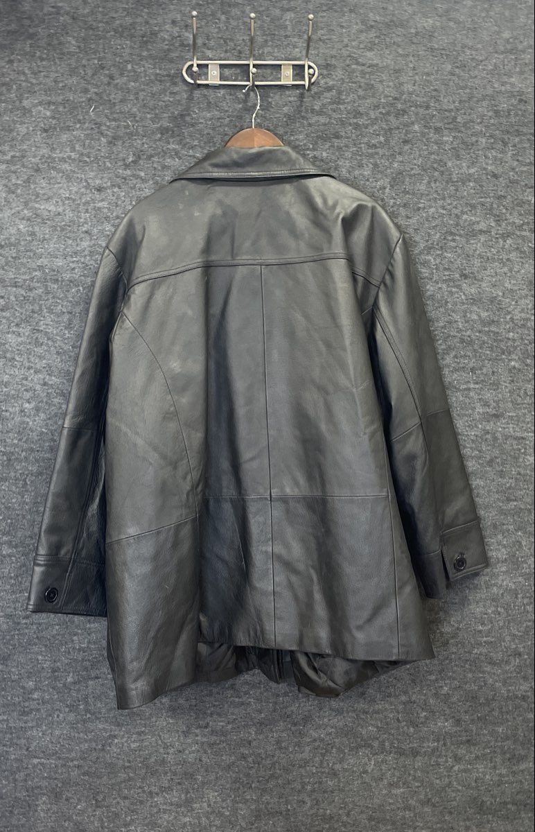 Vintage 90s Venezia Women's Black Genuine Leather Quilted Coat Size 24W