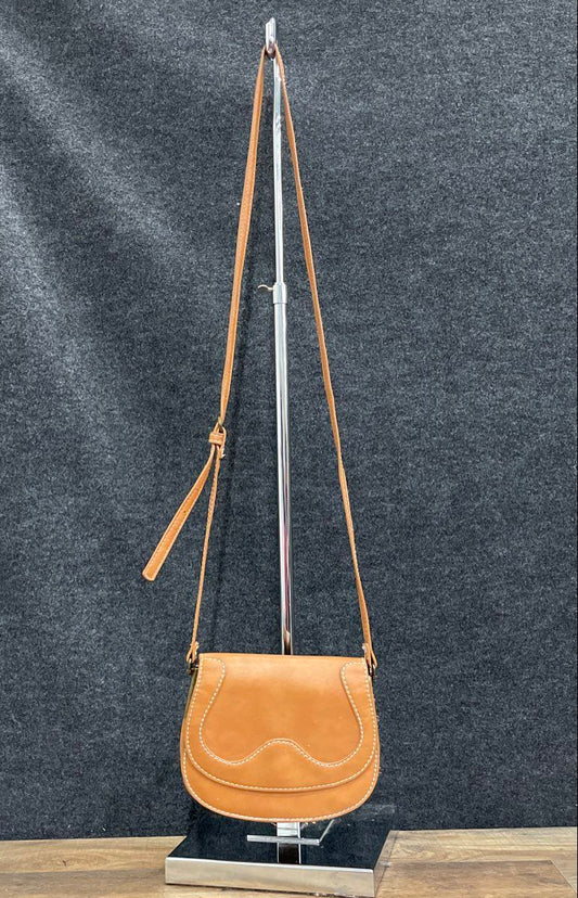 Universal Thread Brown Leather Crossbody Saddle Bag Purse Contrast Stitching