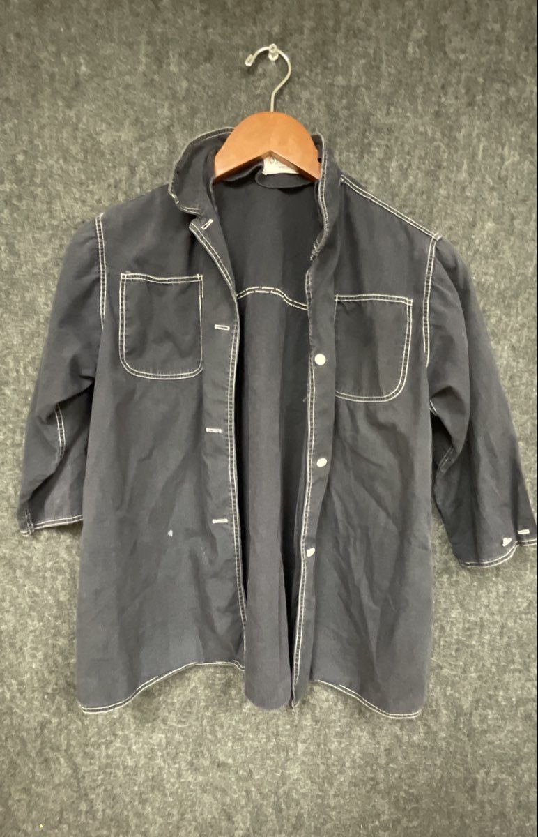Vintage 70s Babs Fontainebleau Miami Beach Women's Navy Blue Shirt Jacket M