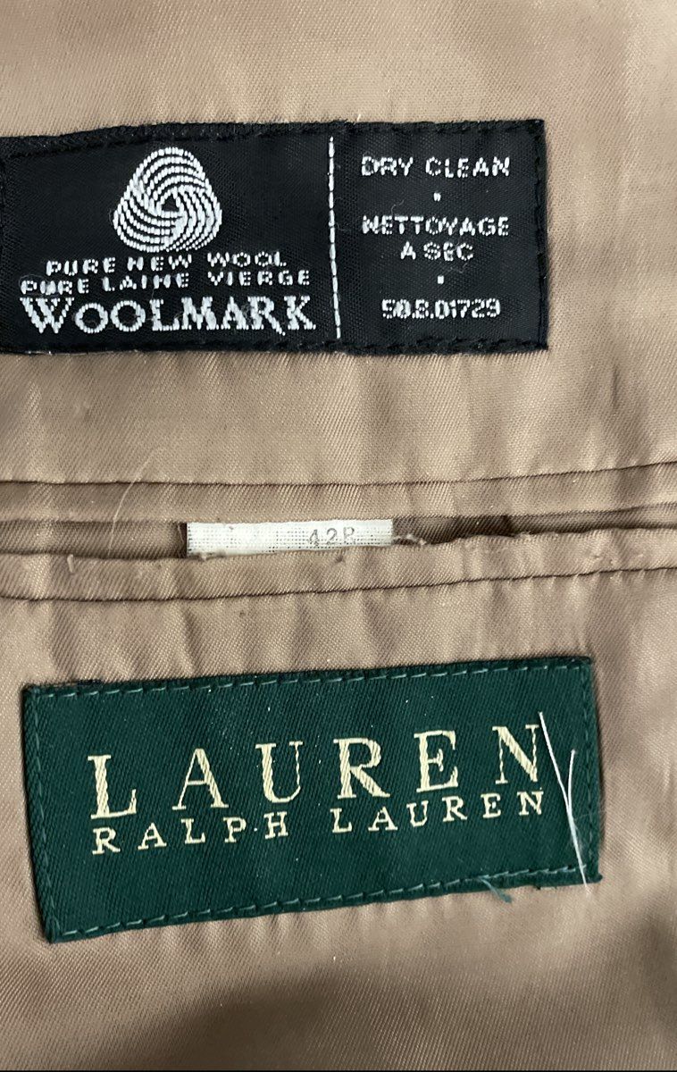 Lauren Ralph Lauren Men's Brown Lambswool Houndstooth Blazer Sport Coat Sz 42R